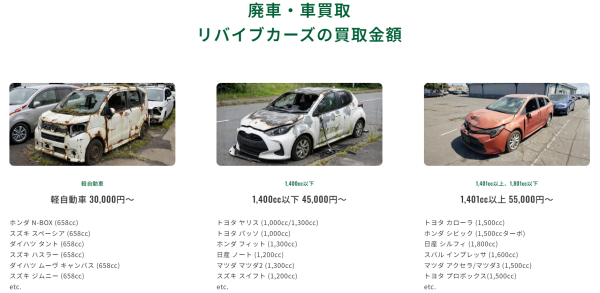 リバイブカーズの公式サイト